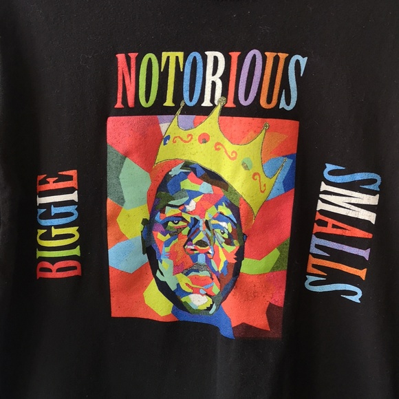 Men's Notorious Biggie Smalls Short Sleeve Shirt w Vibrant Mosaic Graphic Large - Picture 2 of 4